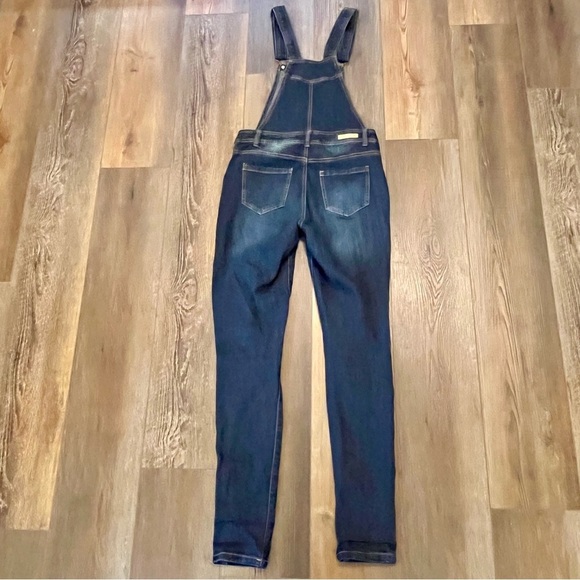TRUE CRAFT Bib Overalls Womens Size 3 Blue Denim Gradient Wash Distressed Skinny - Picture 8 of 16